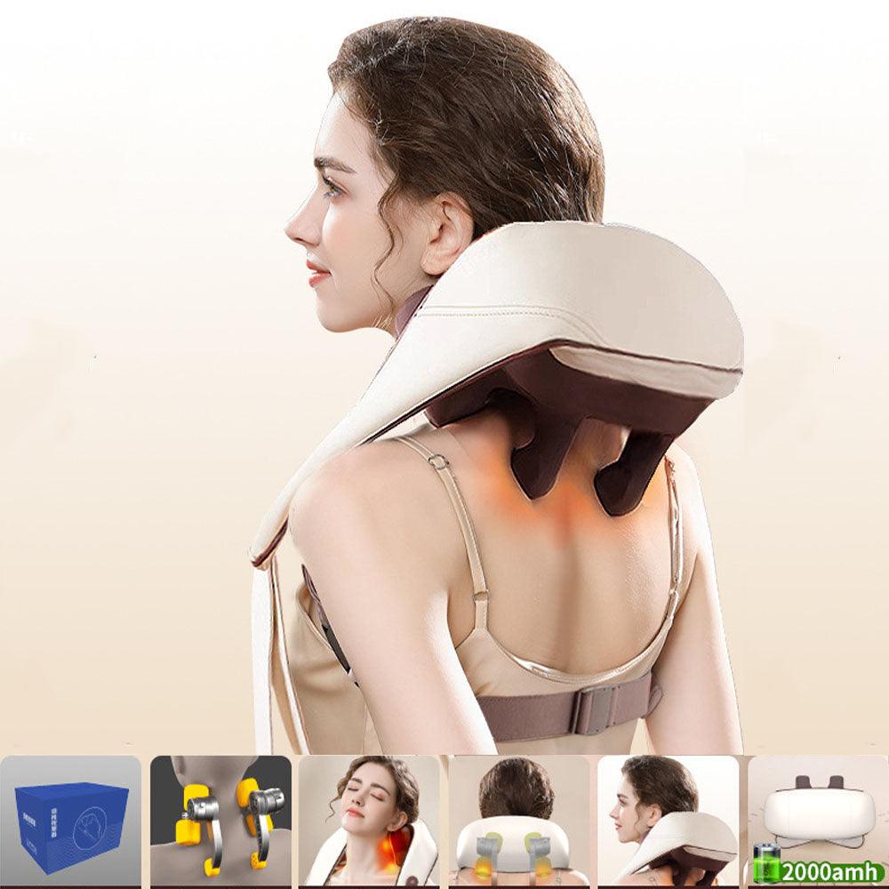 Buy 5D Massagers for Neck and Shoulder with Heat Goletsure Pain Relief Deep Kneading Brown discounted | Products On Sale Australia