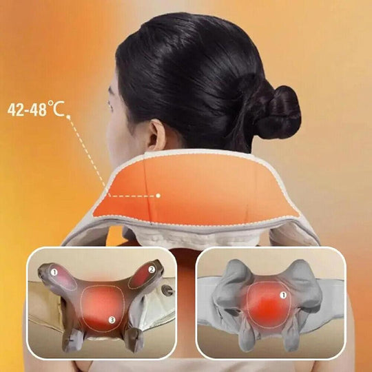 Buy 5D Massagers for Neck and Shoulder with Heat Goletsure Pain Relief Deep Kneading Brown discounted | Products On Sale Australia