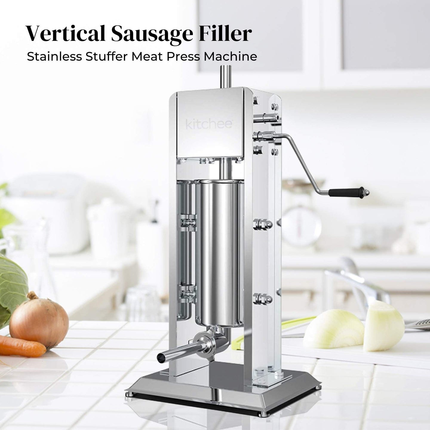 Buy 5L Manual Vertical Sausage Filler - Stainless Stuffer Meat Press Machine discounted | Products On Sale Australia