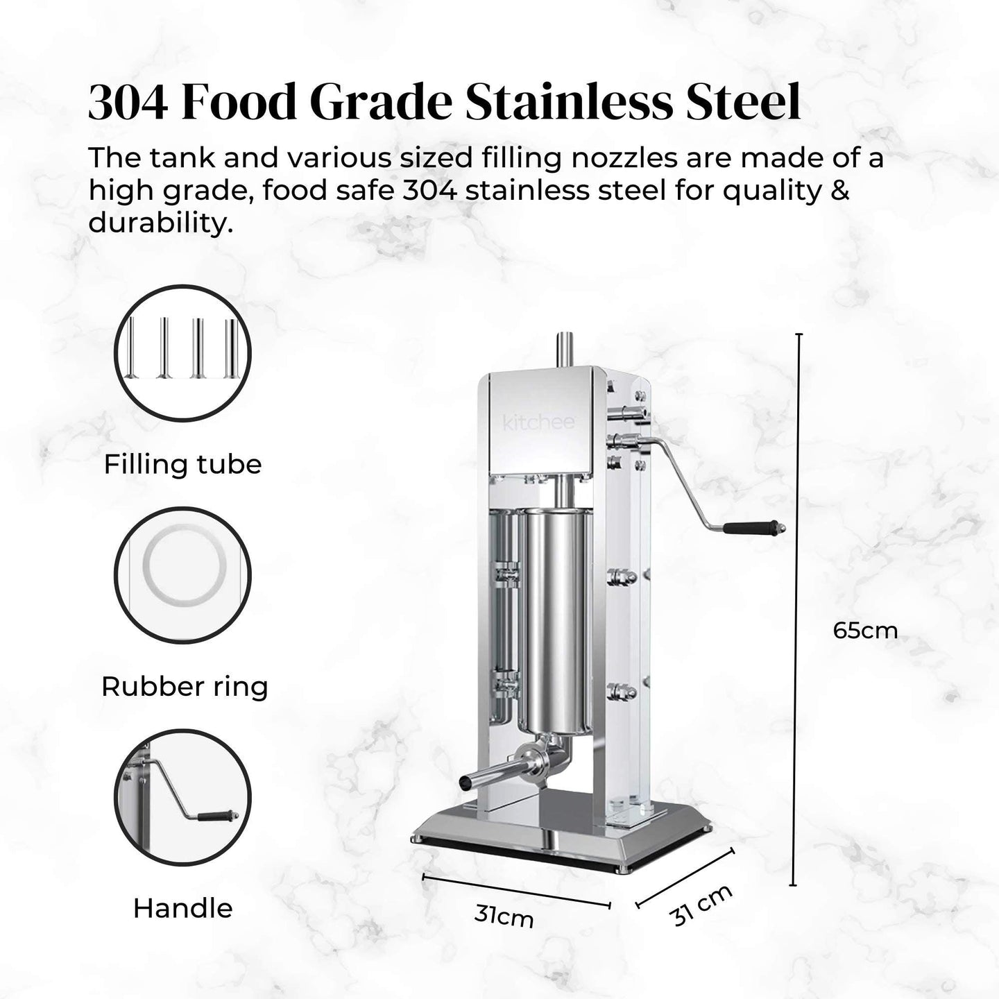 Buy 5L Manual Vertical Sausage Filler - Stainless Stuffer Meat Press Machine discounted | Products On Sale Australia