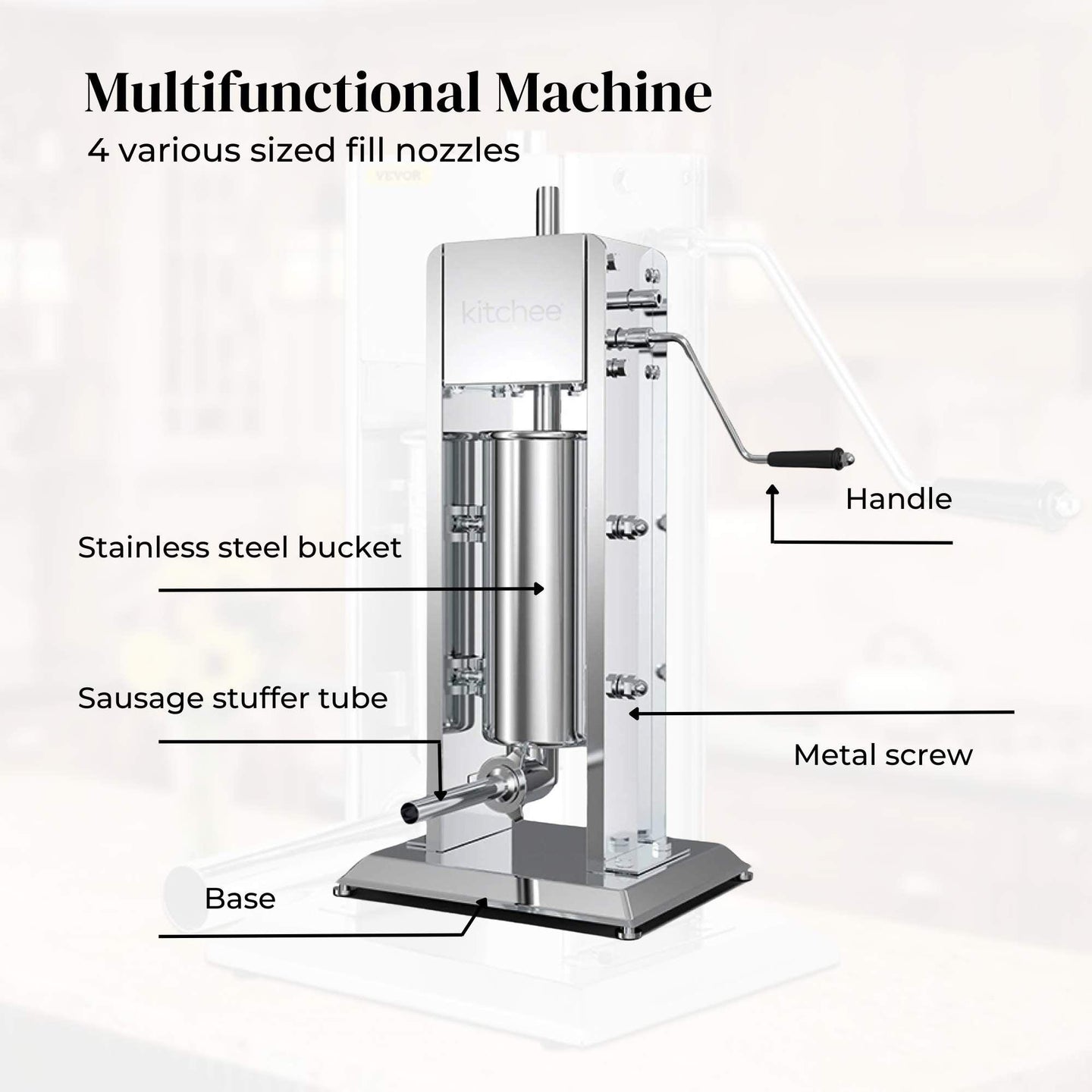 Buy 5L Manual Vertical Sausage Filler - Stainless Stuffer Meat Press Machine discounted | Products On Sale Australia