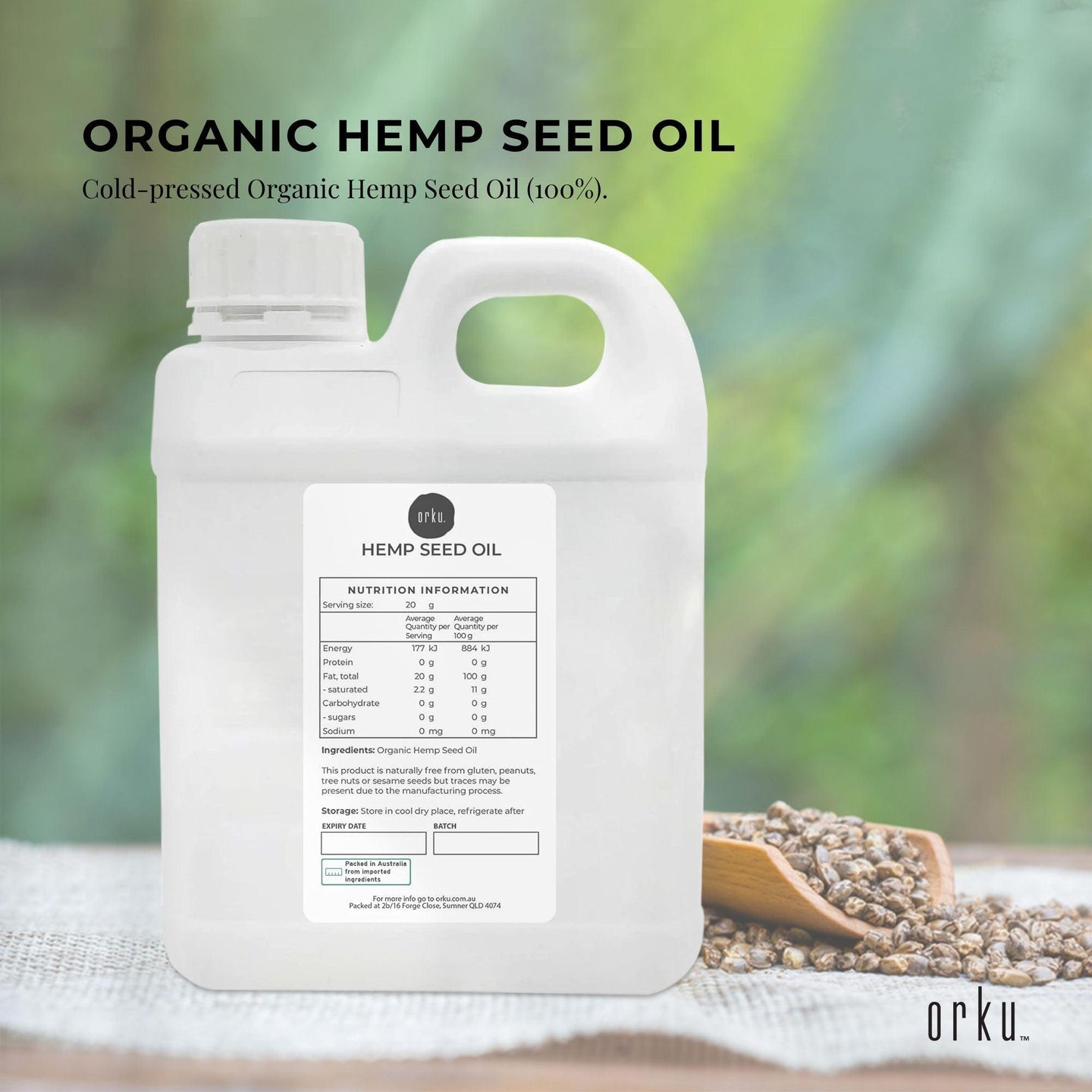 Buy 5L Organic Hemp Seed Oil - Cold Pressed Food Grade Healthy Oils Foods discounted | Products On Sale Australia