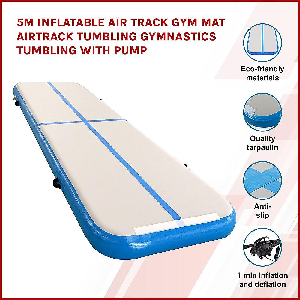 Buy 5m Inflatable Air Track Gym Mat Airtrack Tumbling Gymnastics Tumbling with Pump discounted | Products On Sale Australia