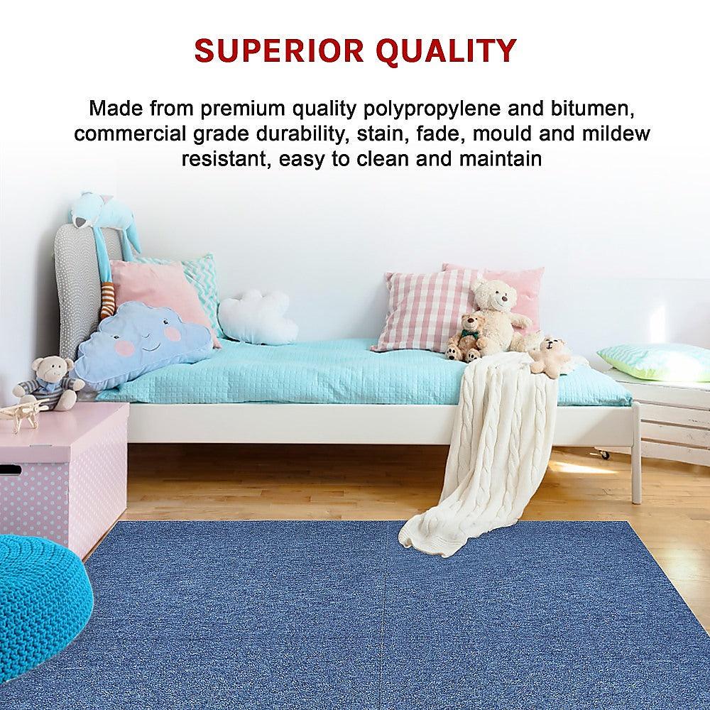 Buy 5m2 Box of Premium Carpet Tiles Commercial Domestic Office Heavy Use Flooring Blue discounted | Products On Sale Australia