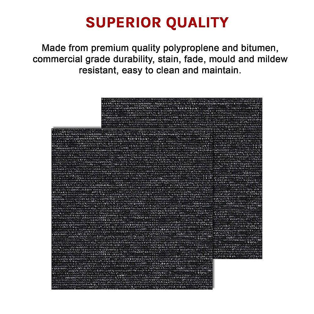 Buy 5m2 Box of Premium Carpet Tiles Commercial Domestic Office Heavy Use Flooring Charcoal discounted | Products On Sale Australia