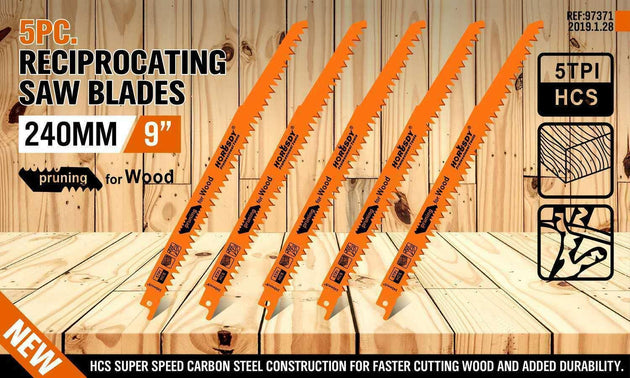 Buy 5Pc 9" / 240mm Reciprocating Saw Blades 5TPI Wood Timber Pruning Tool W/T Case discounted | Products On Sale Australia