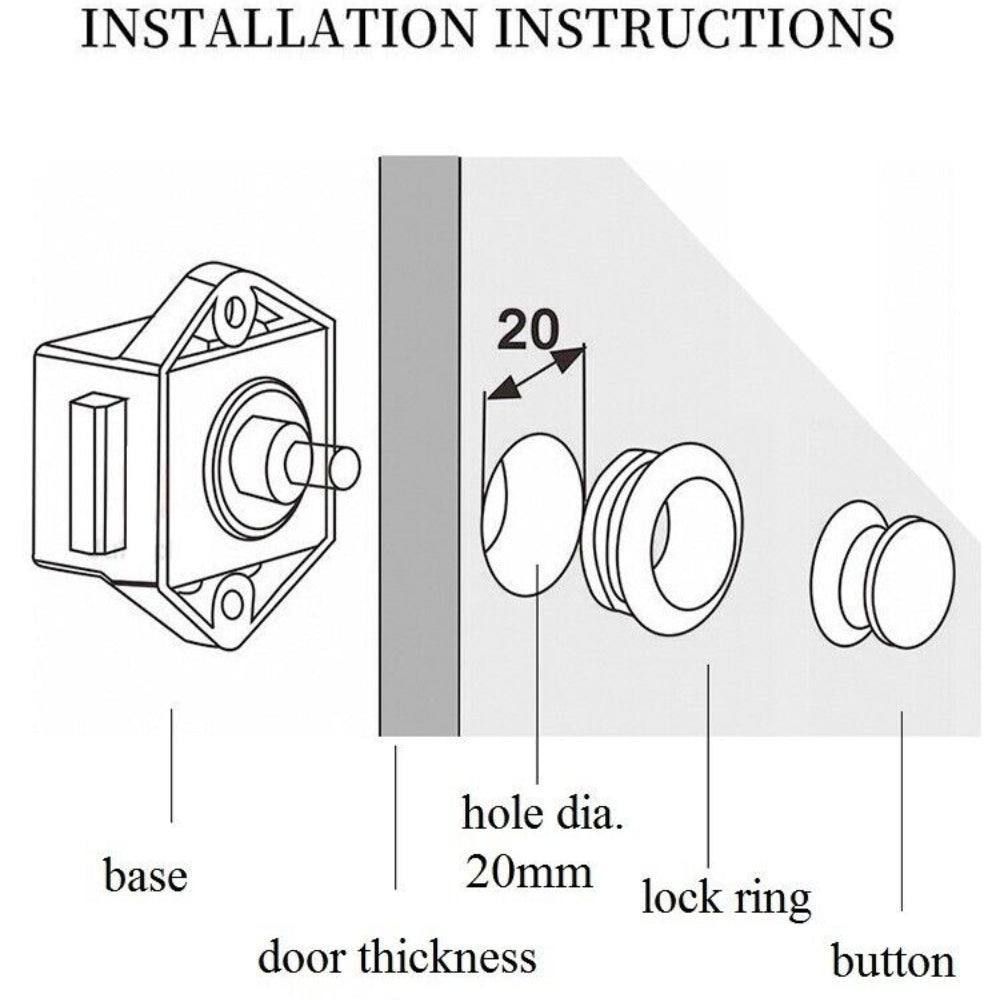 Buy 5PCS Push Button Drawer Cupboard Door Catch Lock Caravan Van Cabinet Latch Knob discounted | Products On Sale Australia