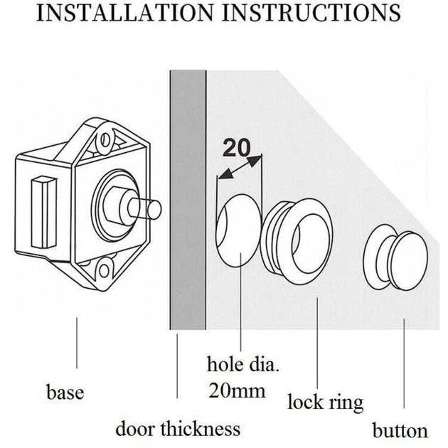 Buy 5PCS Push Button Drawer Cupboard Door Catch Lock Caravan Van Cabinet Latch Knob discounted | Products On Sale Australia