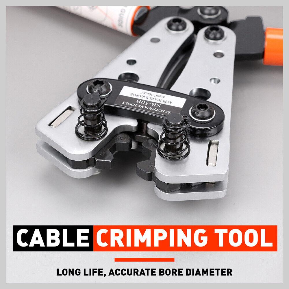 Buy 6-50 mm2 Wire Crimper Cable Crimp Electric Tube Crimping Hand Tool Battery Lug discounted | Products On Sale Australia