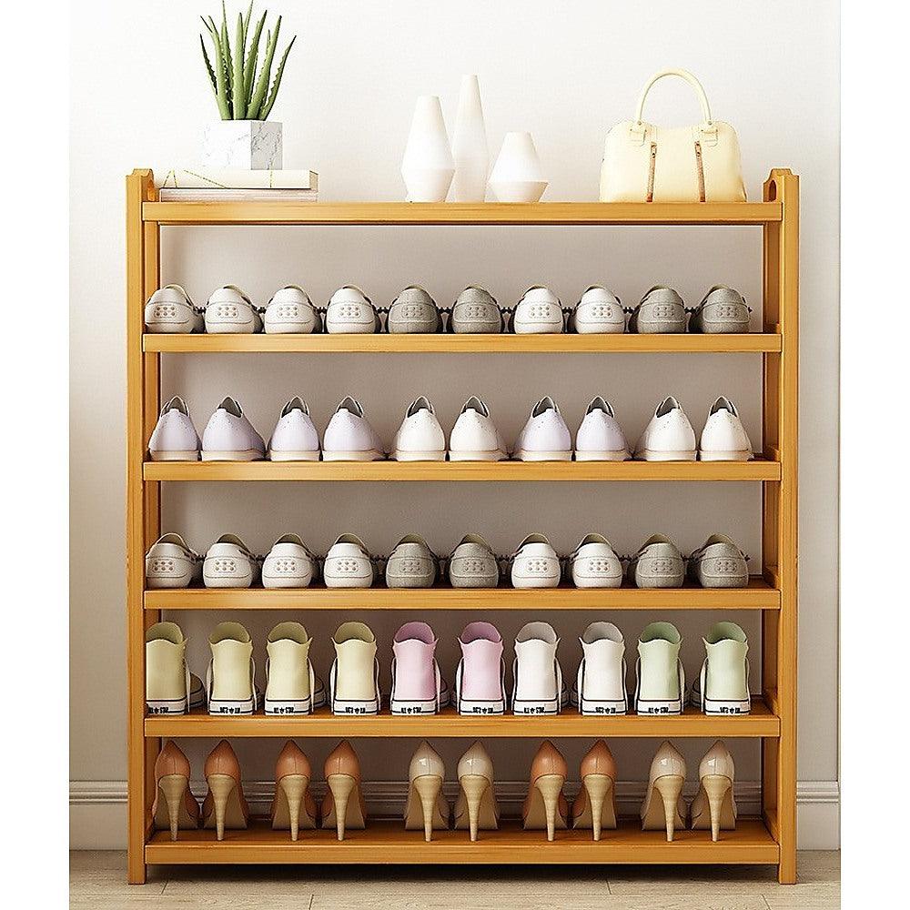 Buy 6 Layers Natural Wood Bamboo Shelf Entryway Storage Shoe Rack Home Furniture discounted | Products On Sale Australia