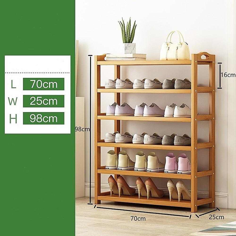 Buy 6 Layers Natural Wood Bamboo Shelf Entryway Storage Shoe Rack Home Furniture discounted | Products On Sale Australia