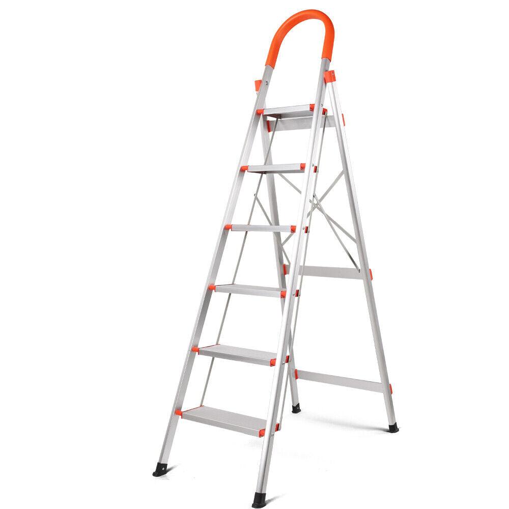 Buy 6 Step Ladder Folding Aluminium Portable Multi Purpose Household Tool Non Slip discounted | Products On Sale Australia