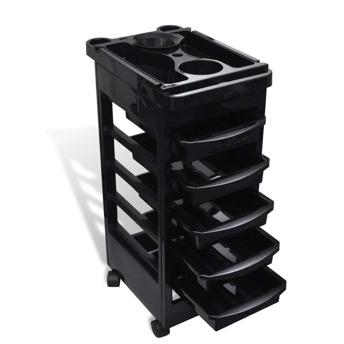 Buy 6 Tier Hairdressing Trolley Black 82x49x32cm Salon Hair Colouring Rolling Cart discounted | Products On Sale Australia