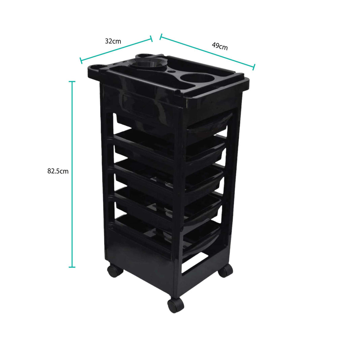 Buy 6 Tier Hairdressing Trolley Black 82x49x32cm Salon Hair Colouring Rolling Cart discounted | Products On Sale Australia