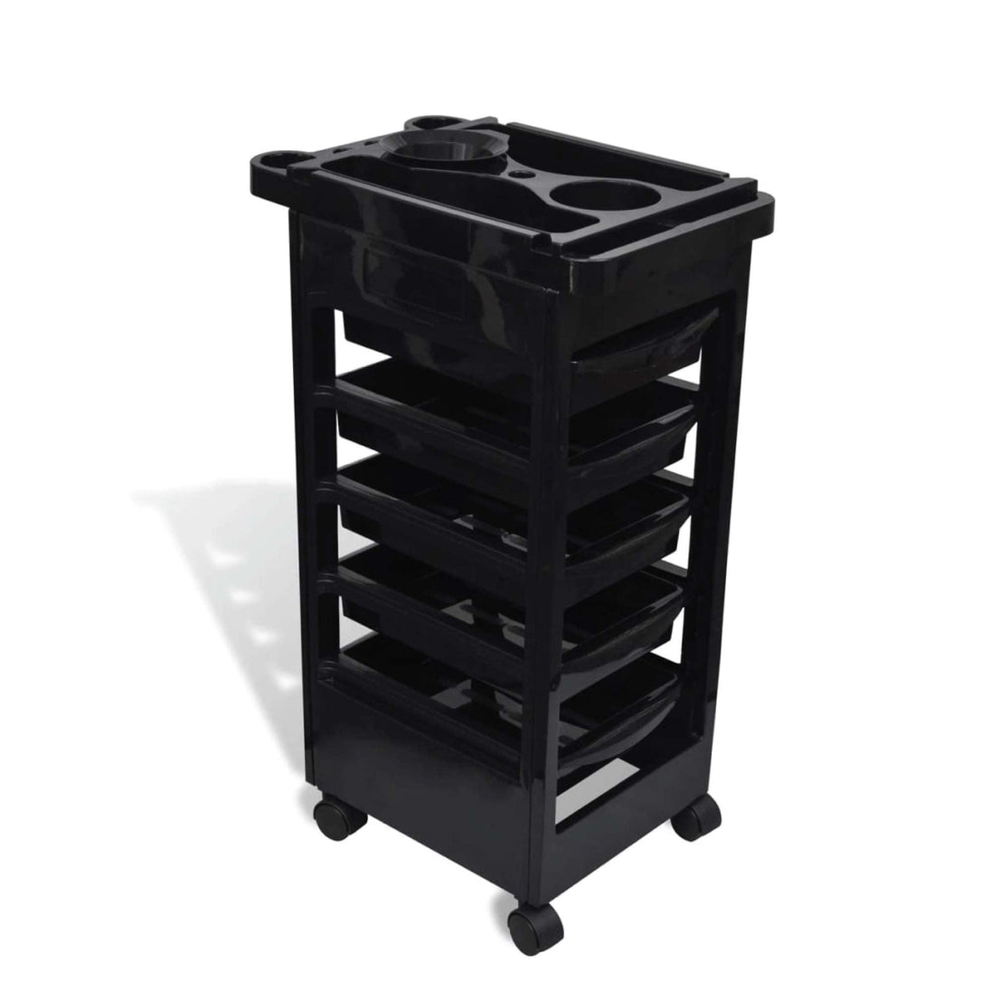 Buy 6 Tier Hairdressing Trolley Black 82x49x32cm Salon Hair Colouring Rolling Cart discounted | Products On Sale Australia