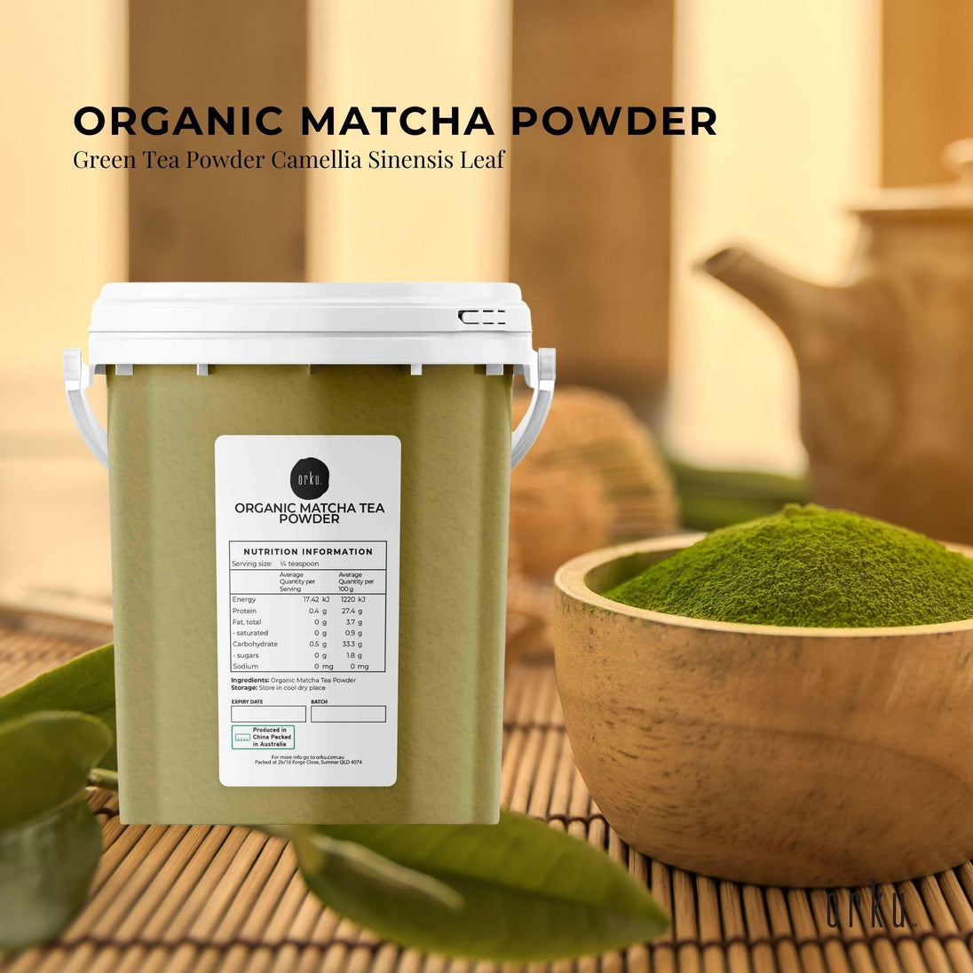 Buy 600g Organic Matcha Powder Tub Bucket Camellia Sinensis Green Tea Leaf discounted | Products On Sale Australia