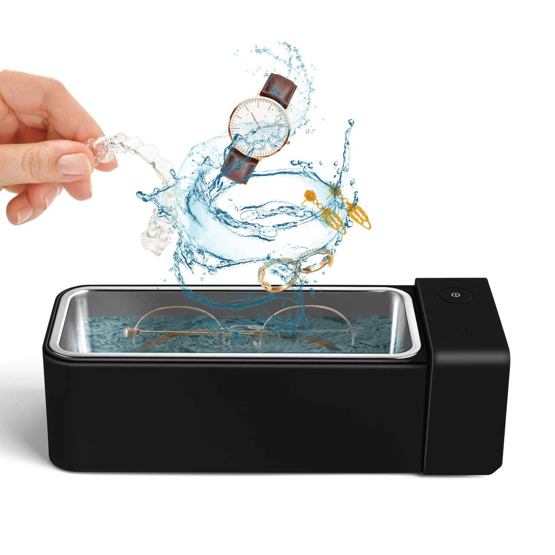 Buy 600ml Ultrasonic Jewellery Cleaner Mini Black - Personal Portable Sonic Bath discounted | Products On Sale Australia