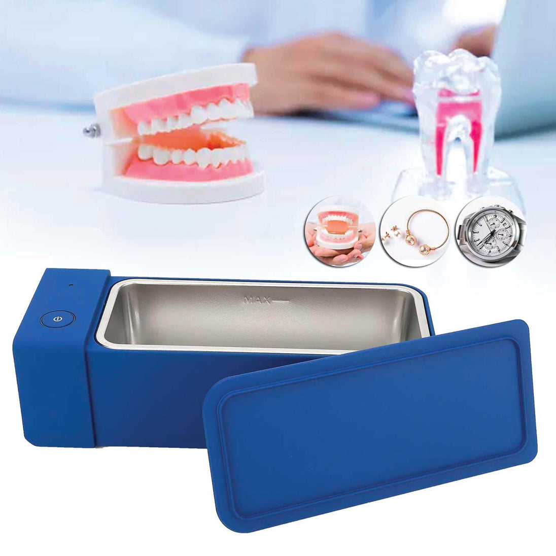 Buy 600ml Ultrasonic Jewellery Cleaner Mini Blue - Portable Personal Sonic Bath discounted | Products On Sale Australia