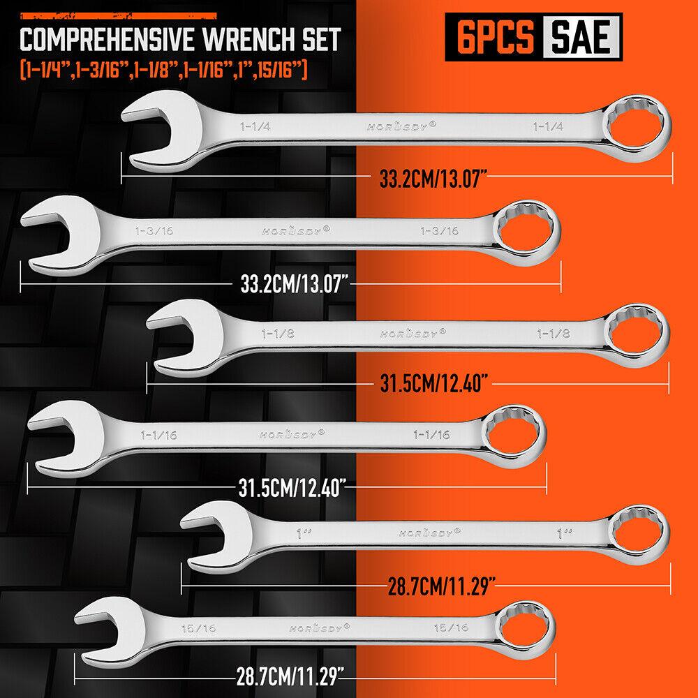 Buy 6Pc Extra Big Imperial Combination Spanner Ring Open Ended Combo Wrench Work discounted | Products On Sale Australia