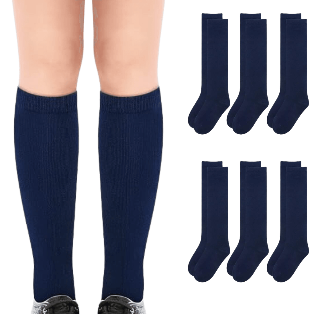 Buy 6x Pairs School Uniform Knee High Socks Cotton Rich Girls Boys Kids Bulk - Navy - 2-8 (10-12 Years Old) discounted | Products On Sale Australia