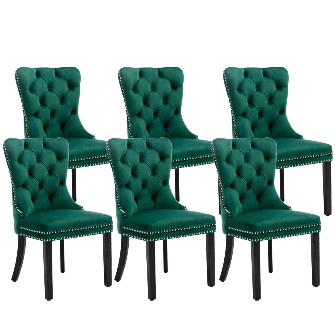 Buy 6x Velvet Dining Chairs- Green discounted | Products On Sale Australia