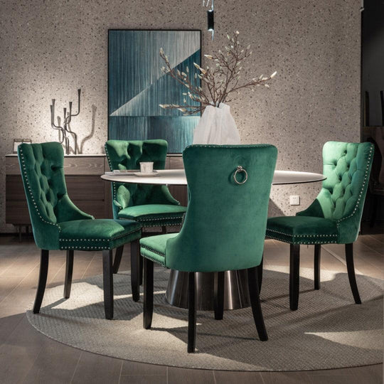 Buy 6x Velvet Dining Chairs- Green discounted | Products On Sale Australia