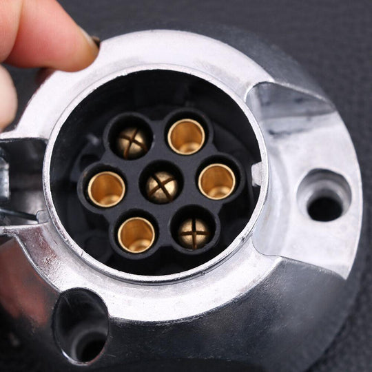 Buy 7 Pin Male + Female Round Trailer Plug LARGE Adapter Connector Caravan Boat Part discounted | Products On Sale Australia