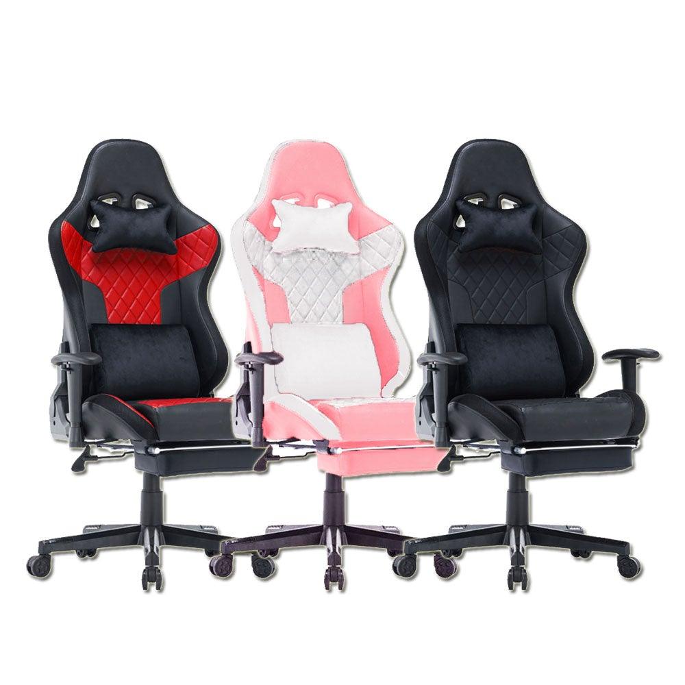 Buy 7 RGB Lights Bluetooth Speaker Gaming Chair Ergonomic Racing chair 165° Reclining Gaming Seat 4D Armrest Footrest Pink White discounted | Products On Sale Australia