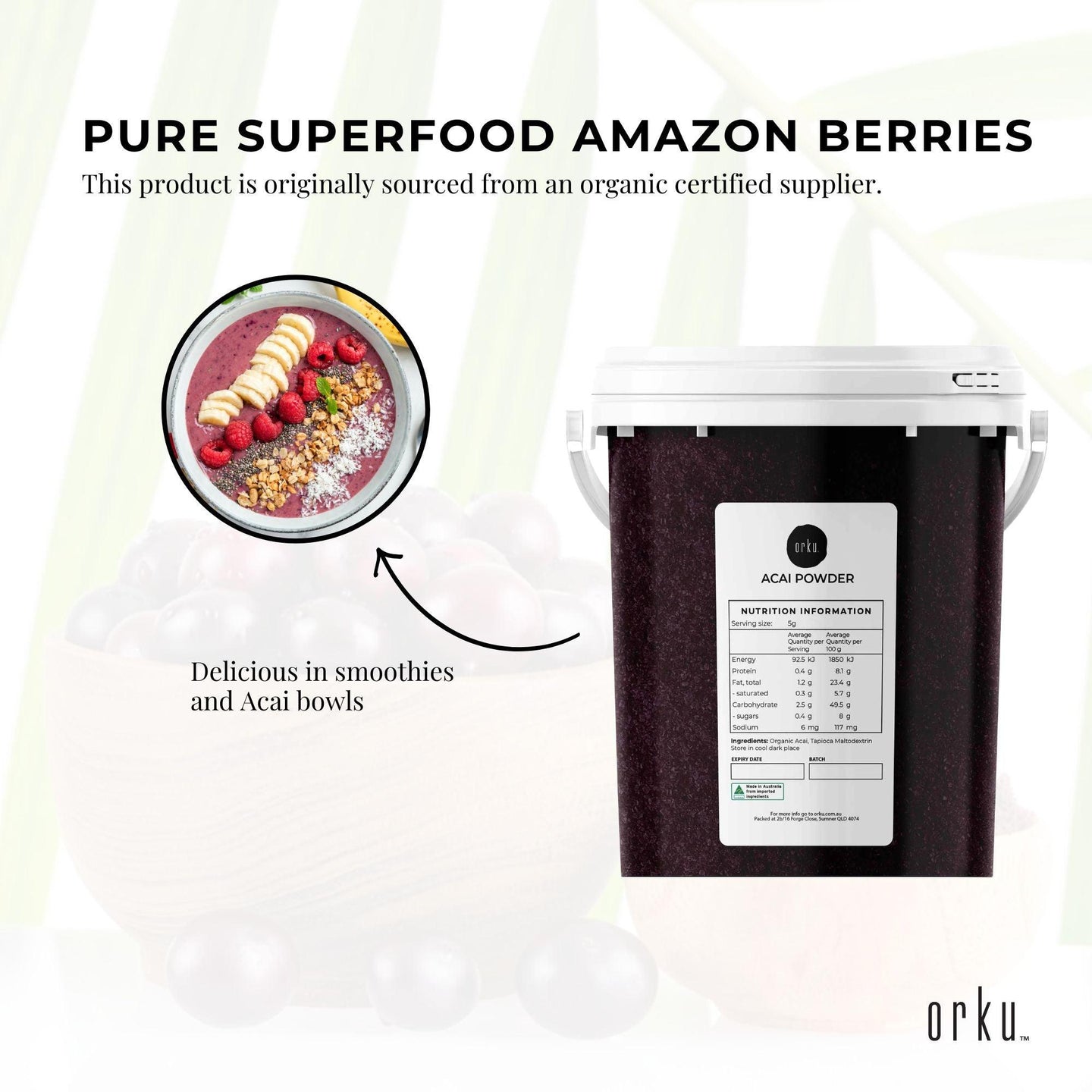 Buy 700g Acai Powder Bucket 100% Organic - Pure Superfood Amazon Berries discounted | Products On Sale Australia