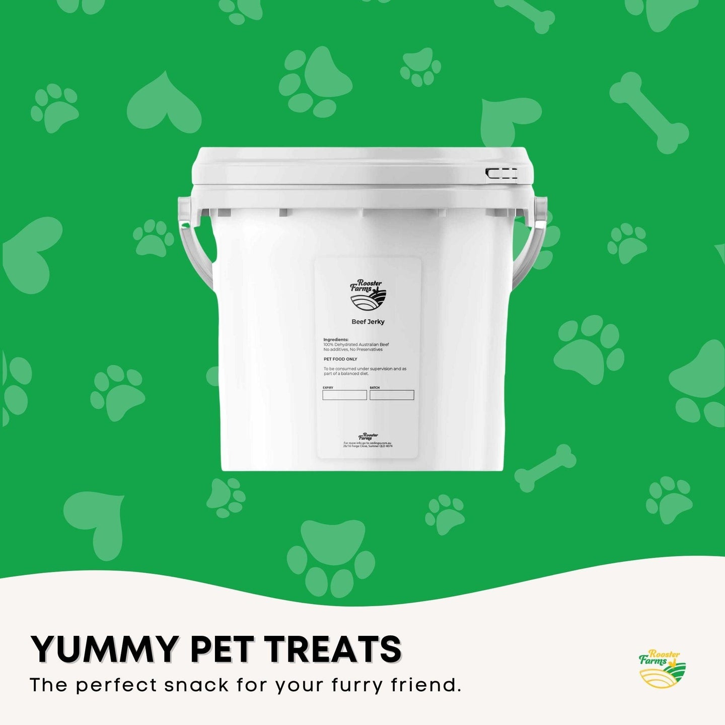 Buy 700g Dog Treat Beef Jerky Bucket - Dehydrated Australian Healthy Puppy Chew discounted | Products On Sale Australia