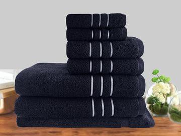 Buy 7pc classic dobby stripe cotton towel set 650gsm sailor blue discounted | Products On Sale Australia