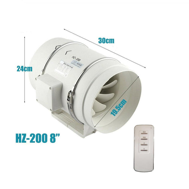 Buy 8" Inch Extractor Fan Remote Control Hydroponic Inline Exhaust Fan Industrial Vent discounted | Products On Sale Australia