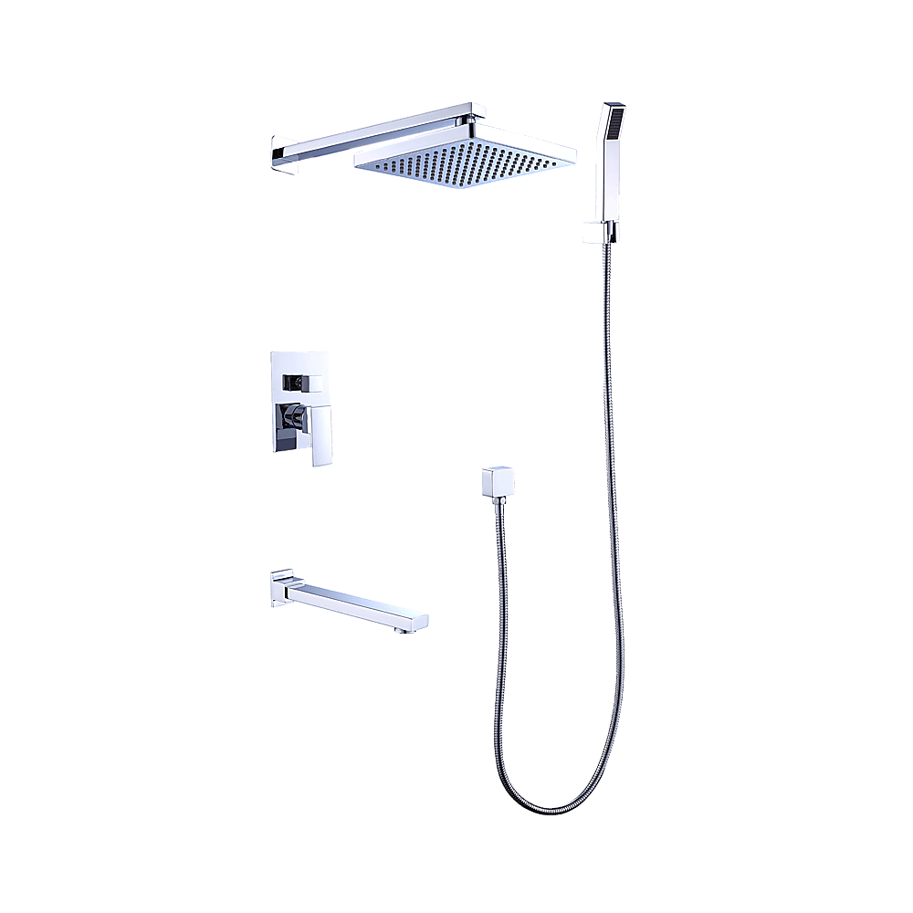 Buy 8" Rain Shower Head Straight Wall Arm Mixer Set Wall Bath Spout Outlet Tap discounted | Products On Sale Australia