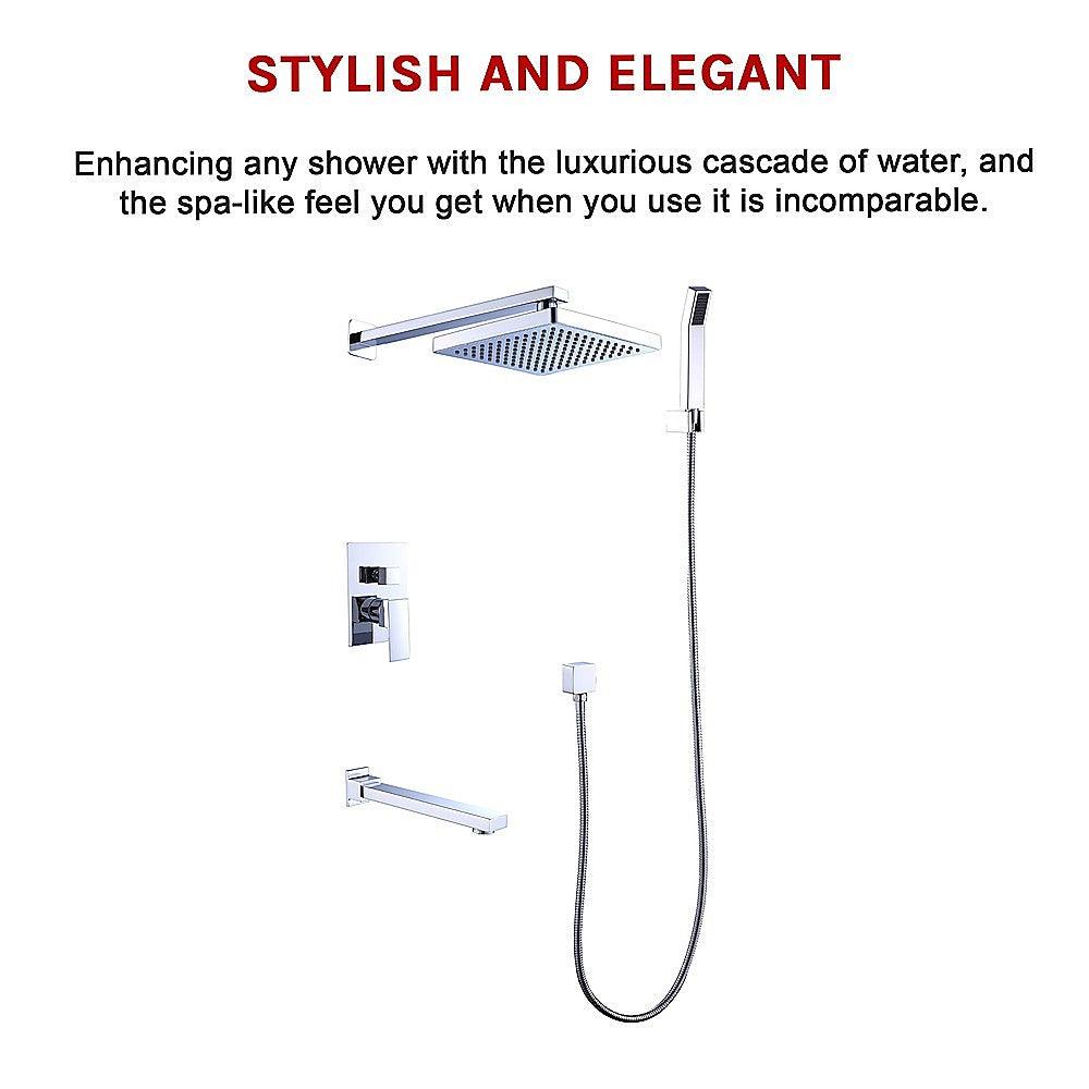 Buy 8" Rain Shower Head Straight Wall Arm Mixer Set Wall Bath Spout Outlet Tap discounted | Products On Sale Australia