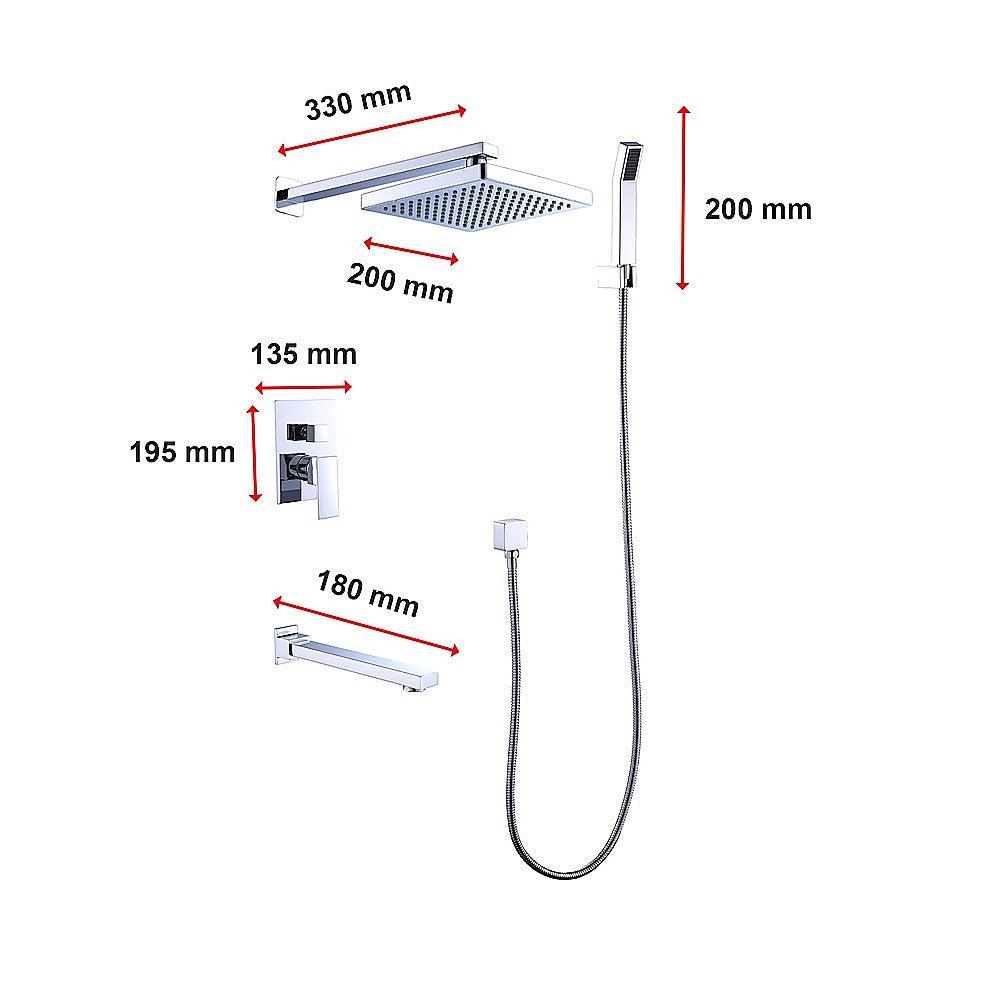 Buy 8" Rain Shower Head Straight Wall Arm Mixer Set Wall Bath Spout Outlet Tap discounted | Products On Sale Australia