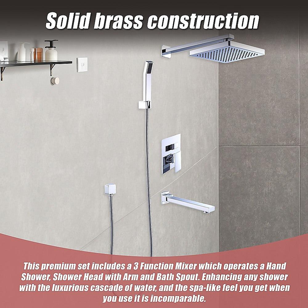 Buy 8" Rain Shower Head Straight Wall Arm Mixer Set Wall Bath Spout Outlet Tap discounted | Products On Sale Australia