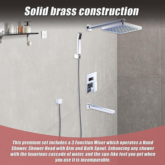 Buy 8" Rain Shower Head Straight Wall Arm Mixer Set Wall Bath Spout Outlet Tap discounted | Products On Sale Australia