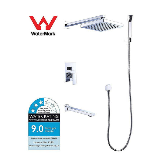 Buy 8" Rain Shower Head Straight Wall Arm Mixer Set Wall Bath Spout Outlet Tap discounted | Products On Sale Australia