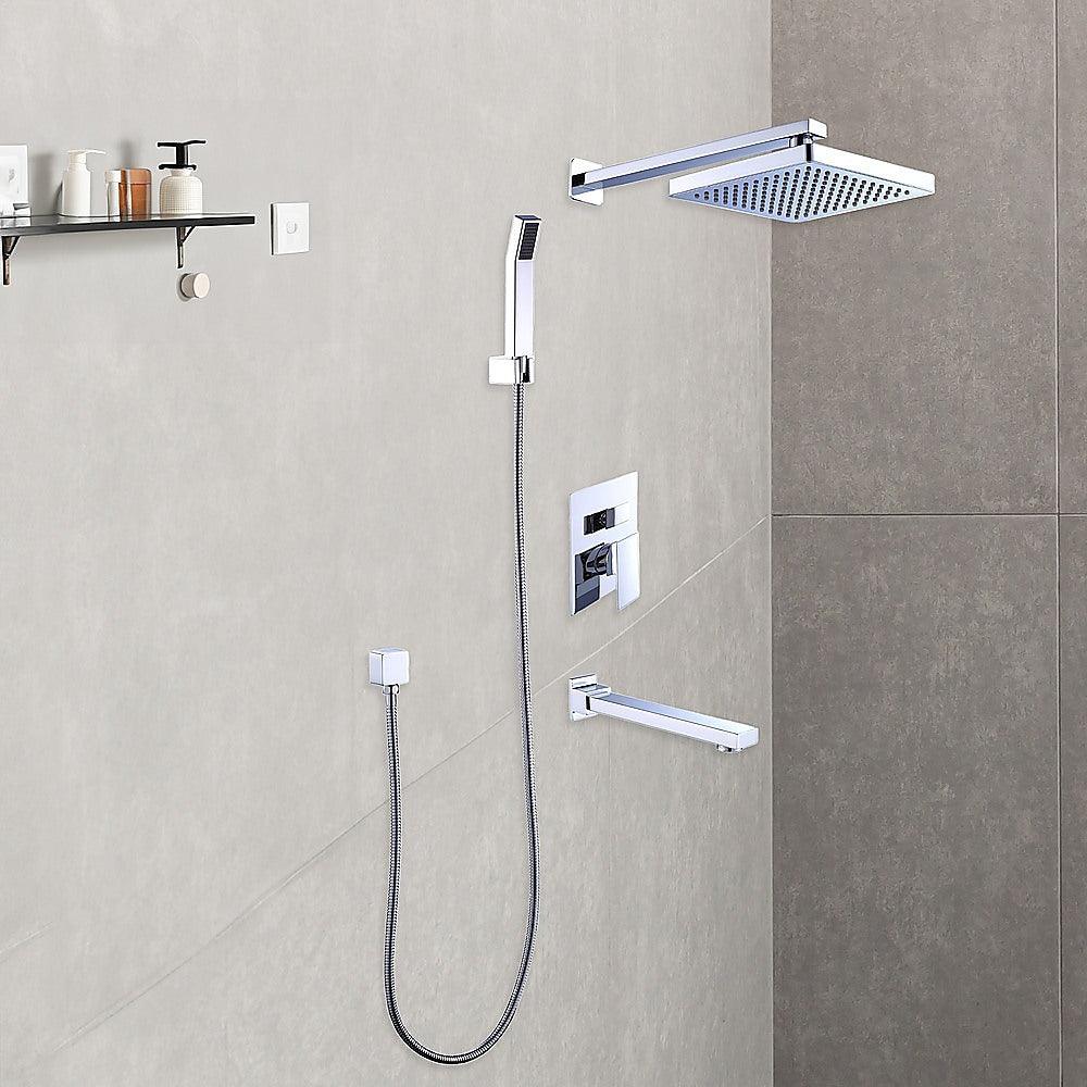 Buy 8" Rain Shower Head Straight Wall Arm Mixer Set Wall Bath Spout Outlet Tap discounted | Products On Sale Australia