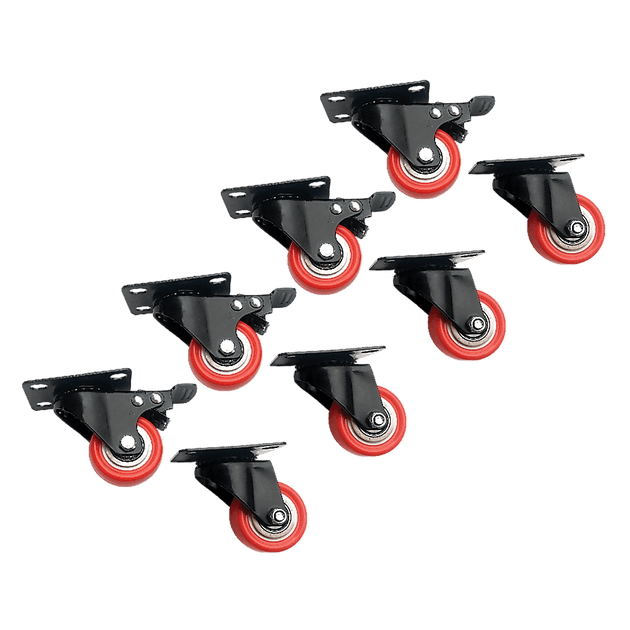 Buy 8 x 2" Polyurethane Castor Wheels - Swivel and 4 with brake discounted | Products On Sale Australia