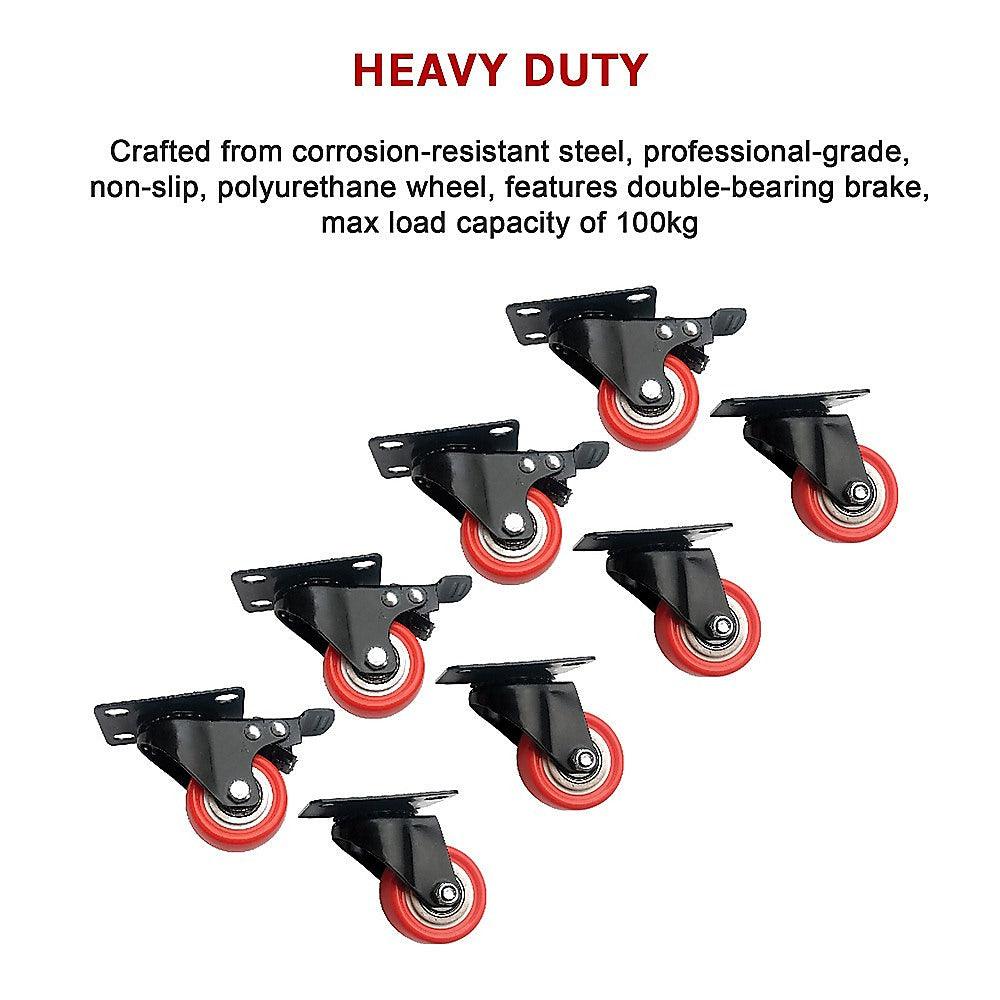 Buy 8 x 2" Polyurethane Castor Wheels - Swivel and 4 with brake discounted | Products On Sale Australia