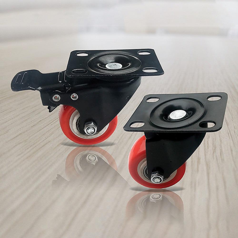 Buy 8 x 2" Polyurethane Castor Wheels - Swivel and 4 with brake discounted | Products On Sale Australia