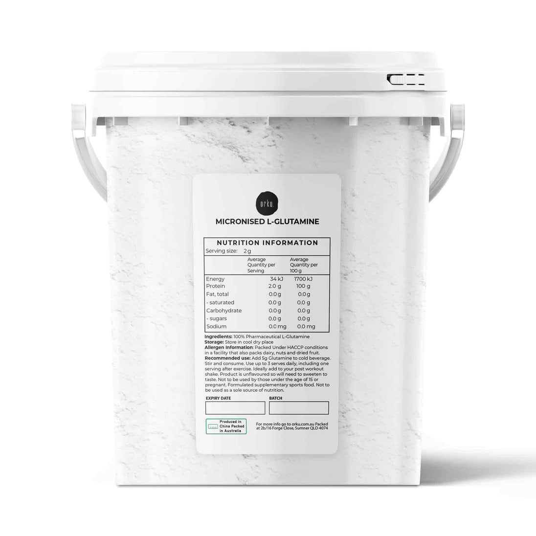 Buy 800g Micronised L-Glutamine Powder - Pure Protein Supplement Bucket discounted | Products On Sale Australia