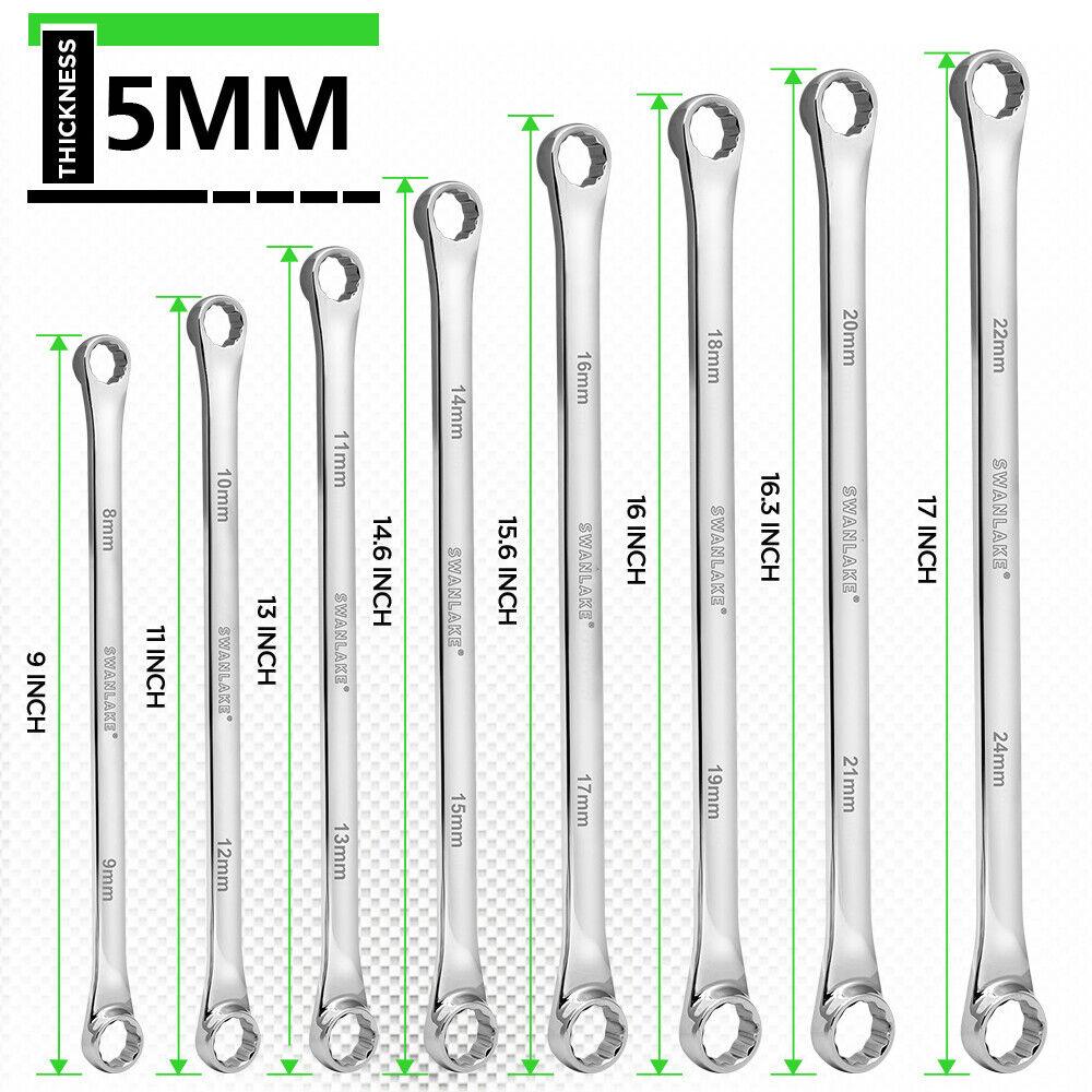 Buy 8PC Aviation Spanner Set Extra Long Wrench Double Ring CRV With Bag 8-24mm discounted | Products On Sale Australia