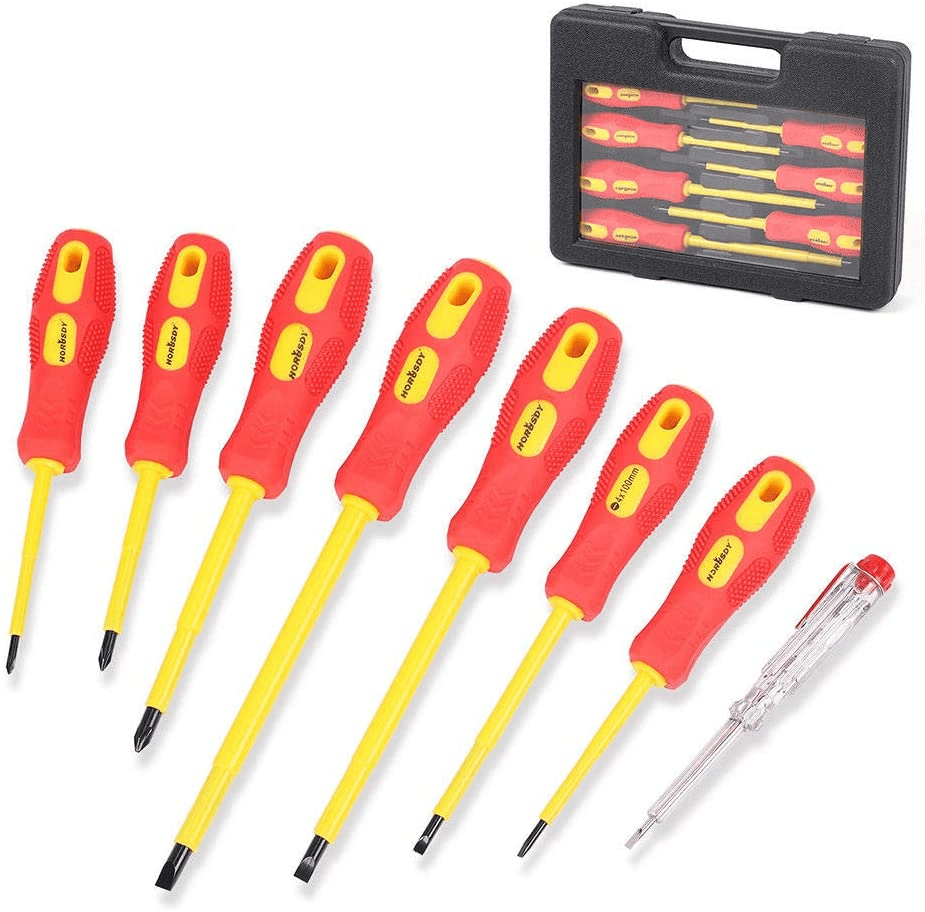 Buy 8Pc Insulated Screwdriver Set Magnetic Slotted Phillips Electricians With Case discounted | Products On Sale Australia