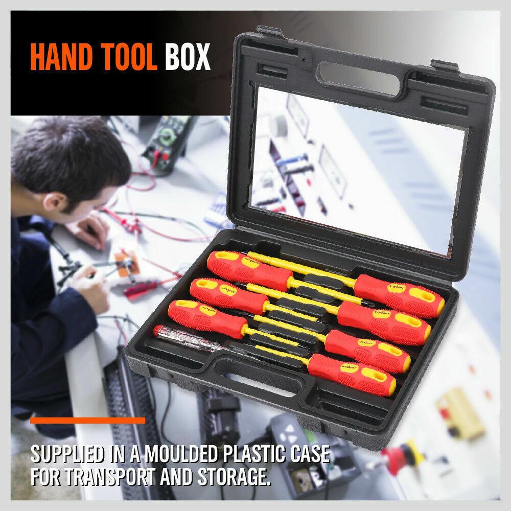 Buy 8Pc Insulated Screwdriver Set Magnetic Slotted Phillips Electricians With Case discounted | Products On Sale Australia