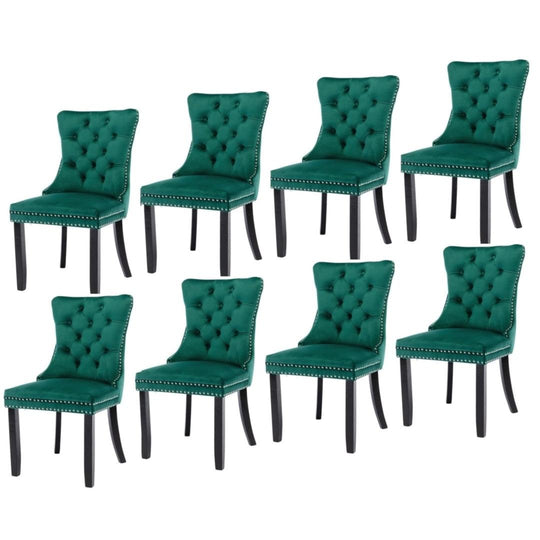 Buy 8x Velvet Dining Chairs- Green discounted | Products On Sale Australia