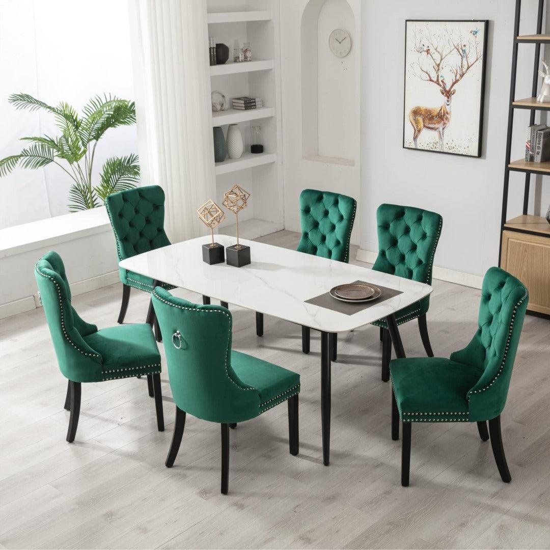 Buy 8x Velvet Dining Chairs- Green discounted | Products On Sale Australia