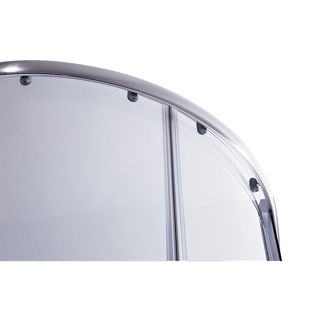 Buy 90 x 90cm Chrome Rounded Sliding 6mm Curved Shower Screen with Black Base discounted | Products On Sale Australia