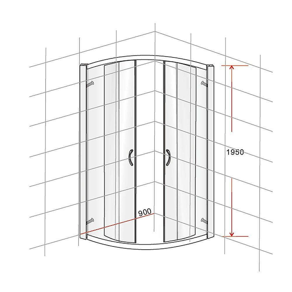 Buy 90 x 90cm Chrome Rounded Sliding 6mm Curved Shower Screen with Black Base discounted | Products On Sale Australia